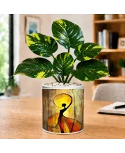 Artificial Tree Ceramic Photo Pot With White Stones 3x4 Inch (F164906)