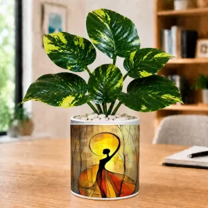 Artificial Tree Ceramic Photo Pot With White Stones 3x4 Inch (F164906) Artificial Tree Ceramic Photo Pot With White Stones 3x4 Inch (F164906)