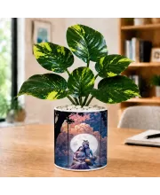 Artificial Tree Ceramic Photo Pot With White Stones 3x4 Inch (F164907)