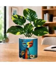 Artificial Tree Ceramic Photo Pot With White Stones 3x4 Inch (F164908)