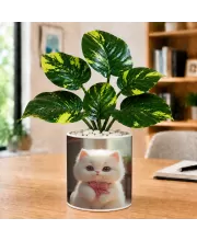 Artificial Tree Ceramic Photo Pot With White Stones 3x4 Inch (F164910)