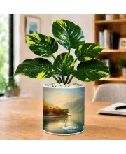 Artificial Tree Ceramic Photo Pot With White Stones 3x4 Inch (F164914)