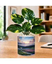 Artificial Tree Ceramic Photo Pot With White Stones 3x4 Inch (F164916)