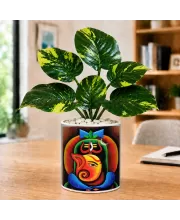 Artificial Tree Ceramic Photo Pot With White Stones 3x4 Inch (F164917)