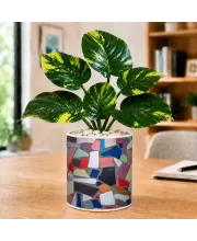 Artificial Tree Ceramic Photo Pot With White Stones 3x4 Inch (F164920)