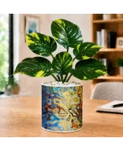 Artificial Tree Ceramic Photo Pot With White Stones 3x4 Inch (F164921)