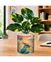 Artificial Tree Ceramic Photo Pot With White Stones 3x4 Inch (F164923)