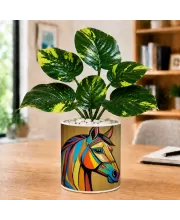 Artificial Tree Ceramic Photo Pot With White Stones 3x4 Inch (F164931)