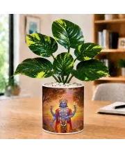 Artificial Tree Ceramic Photo Pot With White Stones 3x4 Inch (F164938)