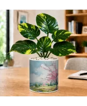 Artificial Tree Ceramic Photo Pot With White Stones 3x4 Inch (F164943)