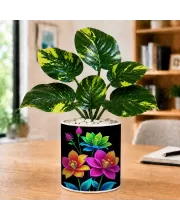 Artificial Tree Ceramic Photo Pot With White Stones 3x4 Inch (F164944)