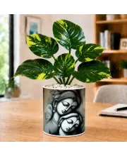 Artificial Tree Ceramic Photo Pot With White Stones 3x4 Inch (F164945)