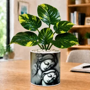 Artificial Tree Ceramic Photo Pot With White Stones 3x4 Inch (F164945) Artificial Tree Ceramic Photo Pot With White Stones 3x4 Inch (F164945)