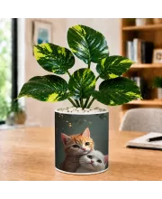 Artificial Tree Ceramic Photo Pot With White Stones 3x4 Inch (F164950)