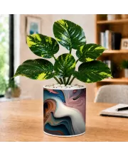 Artificial Tree Ceramic Photo Pot With White Stones 3x4 Inch (F164956)