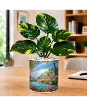 Artificial Tree Ceramic Photo Pot With White Stones 3x4 Inch (F164959)