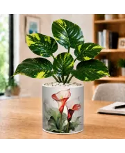 Artificial Tree Ceramic Photo Pot With White Stones 3x4 Inch (F164973)