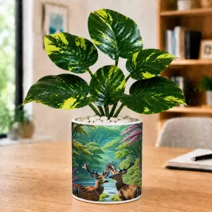 Artificial Tree Ceramic Photo Pot With White Stones 3x4 Inch (F164976) Artificial Tree Ceramic Photo Pot With White Stones 3x4 Inch (F164976)