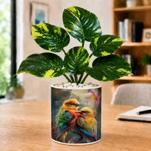 Artificial Tree Ceramic Photo Pot With White Stones 3x4 Inch (F164984)