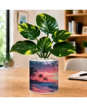 Artificial Tree Ceramic Photo Pot With White Stones 3x4 Inch (F164985)