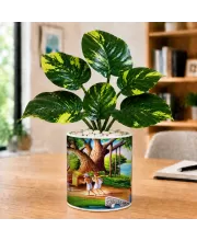 Artificial Tree Ceramic Photo Pot With White Stones 3x4 Inch (F164988)