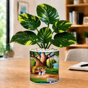 Artificial Tree Ceramic Photo Pot With White Stones 3x4 Inch (F164988) Artificial Tree Ceramic Photo Pot With White Stones 3x4 Inch (F164988)