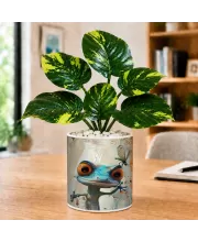 Artificial Tree Ceramic Photo Pot With White Stones 3x4 Inch (F164990)