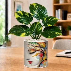 Artificial Tree Ceramic Photo Pot With White Stones 3x4 Inch (F164995) Artificial Tree Ceramic Photo Pot With White Stones 3x4 Inch (F164995)