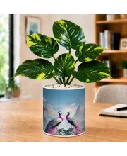 Artificial Tree Ceramic Photo Pot With White Stones 3x4 Inch (F164997)