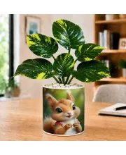 Artificial Tree Ceramic Photo Pot With White Stones 3x4 Inch (F165003)