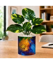 Artificial Tree Ceramic Photo Pot With White Stones 3x4 Inch (F165004)