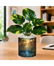 Artificial Tree Ceramic Photo Pot With White Stones 3x4 Inch (F165006)