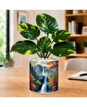 Artificial Tree Ceramic Photo Pot With White Stones 3x4 Inch (F165008)