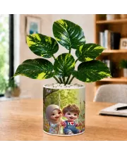 Artificial Tree Ceramic Photo Pot With White Stones 3x4 Inch (F165010)