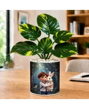 Artificial Tree Ceramic Photo Pot With White Stones 3x4 Inch (F165012)