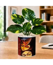 Artificial Tree Ceramic Photo Pot With White Stones 3x4 Inch (F165021)