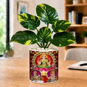 Artificial Tree Ceramic Photo Pot With White Stones 3x4 Inch (F165022)
