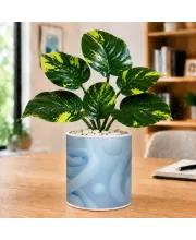 Artificial Tree Ceramic Photo Pot With White Stones 3x4 Inch (F165025)