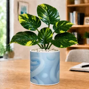 Artificial Tree Ceramic Photo Pot With White Stones 3x4 Inch (F165025)