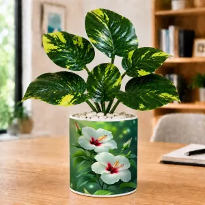 Artificial Tree Ceramic Photo Pot With White Stones 3x4 Inch (F165026)