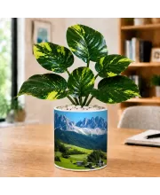 Artificial Tree Ceramic Photo Pot With White Stones 3x4 Inch (F165029)