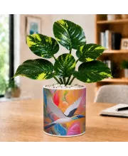 Artificial Tree Ceramic Photo Pot With White Stones 3x4 Inch (F165030)