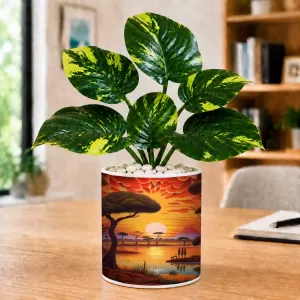 Artificial Tree Ceramic Photo Pot With White Stones 3x4 Inch (F165035) Artificial Tree Ceramic Photo Pot With White Stones 3x4 Inch (F165035)