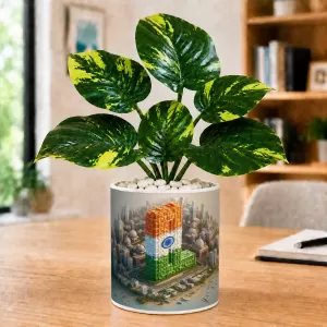 Artificial Tree Ceramic Photo Pot With White Stones 3x4 Inch (F165036) Artificial Tree Ceramic Photo Pot With White Stones 3x4 Inch (F165036)