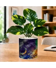 Artificial Tree Ceramic Photo Pot With White Stones 3x4 Inch (F165038)