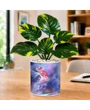 Artificial Tree Ceramic Photo Pot With White Stones 3x4 Inch (F165040)