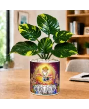 Artificial Tree Ceramic Photo Pot With White Stones 3x4 Inch (F165044)