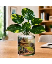 Artificial Tree Ceramic Photo Pot With White Stones 3x4 Inch (F165045)