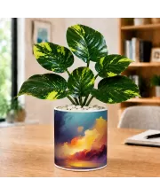 Artificial Tree Ceramic Photo Pot With White Stones 3x4 Inch (F165047)