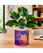 Artificial Tree Ceramic Photo Pot With White Stones 3x4 Inch (F165048)